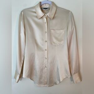 DKNY Jeans Cream Silk Shirt Size 4